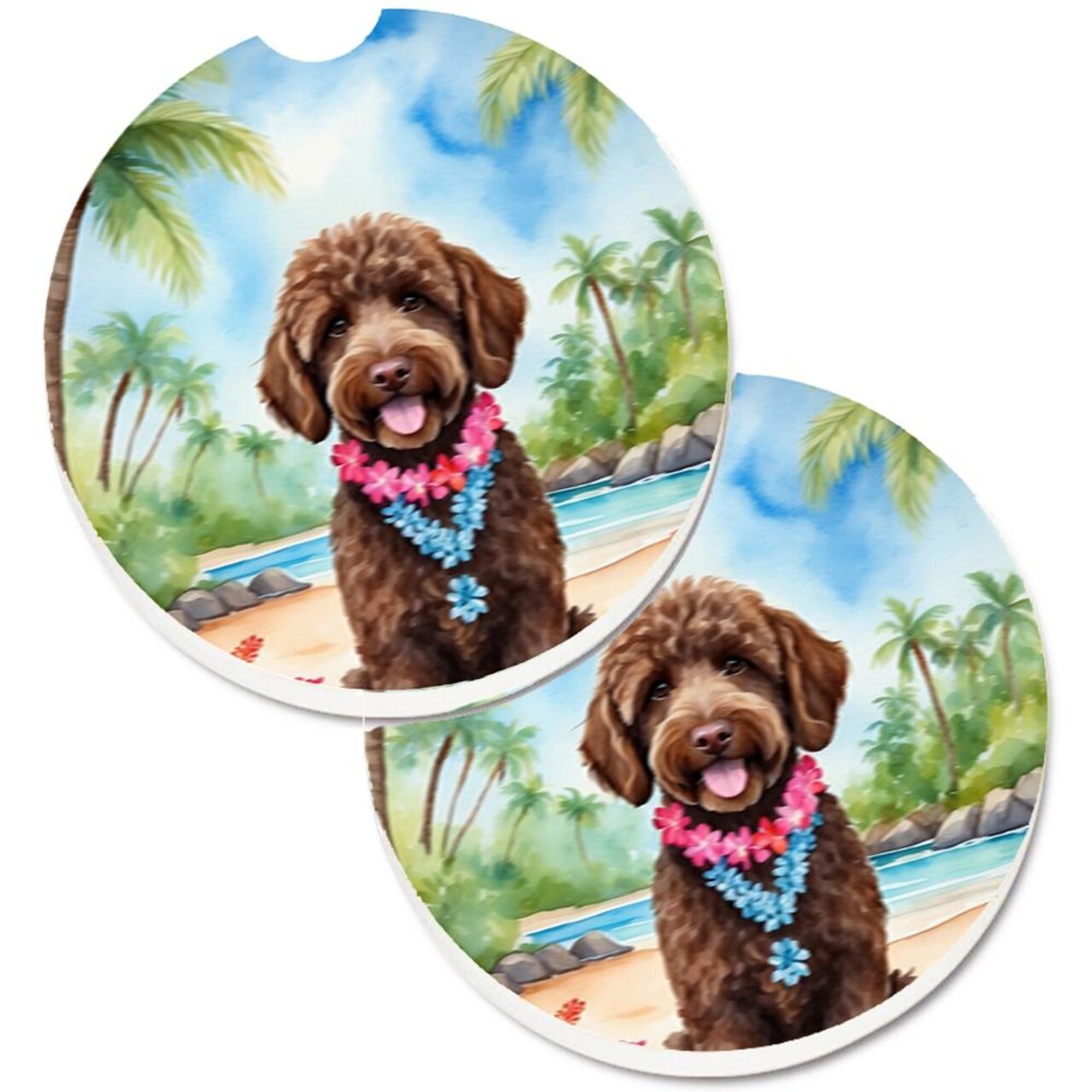 Edge Collections - Multicolor - Coastal Tropical Car Coasters for Cup Holders